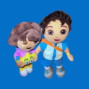 2013 Viacom Nick Jr Diego Go Diego Go! & Dora the Explorer Plush Stuffed Toy